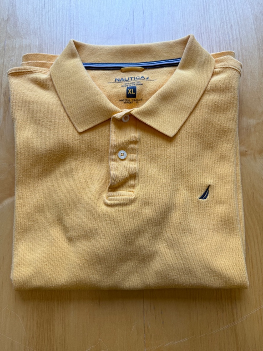 Nautica Polo Shirt XL Yellow Classic Logo Cotton Short Sleeve Mens